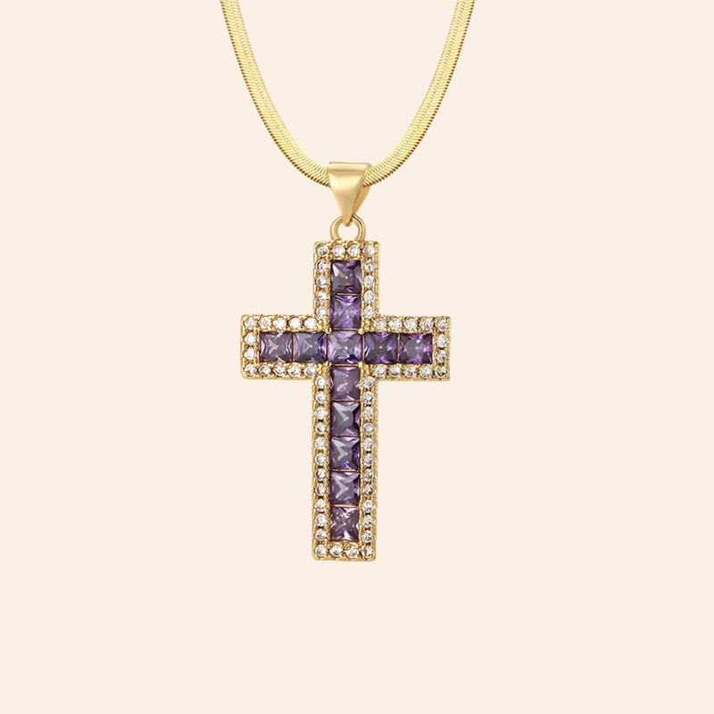 Royal Amethyst Cross Necklace