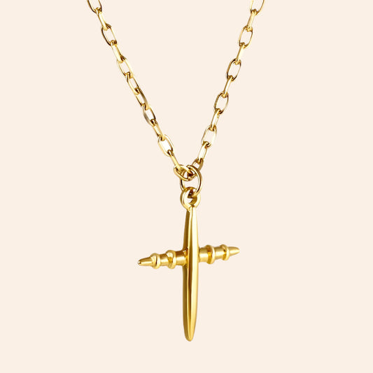 Modern Spear Cross Pendant Necklace