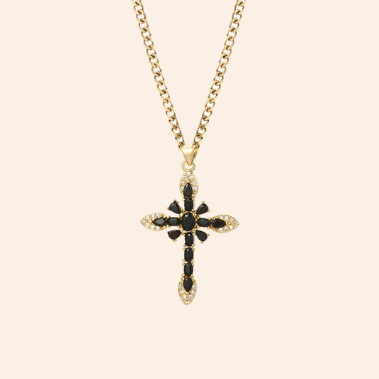 Midnight Elegance Cross Necklace